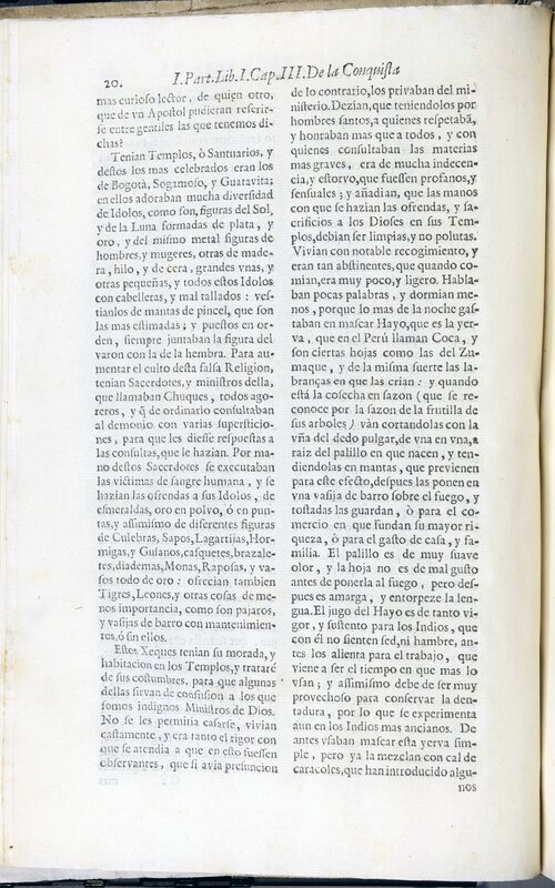 "De la conquista del del Nueuo Reyno de Granada", página 20