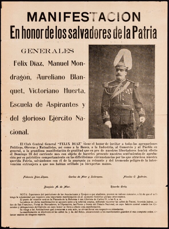 "Manifestación en honor de los salvadores de la Patria"