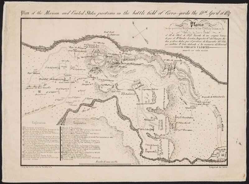 Plano de las Posiciones Mejicanas y de los Estados Unidos, en la Batalla de Cerro Gordo el 18 de abril de 1847