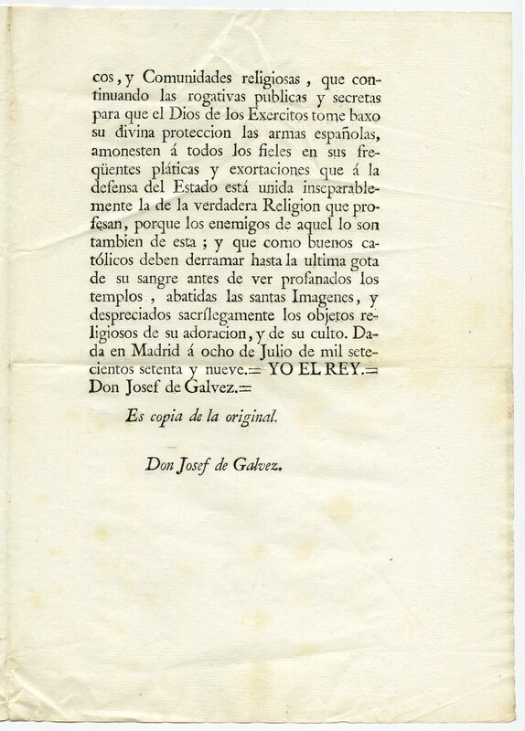 "Real cédula de Su Majestad en la que, manifestando los justos motivos de su real resolución de 21 de junio, autoriza a sus vasallos americanos para que, por vía de represalias y desagravio, hostilicen por mar y tierra a los súbditos del rey de la Gran Bretaña", página 6