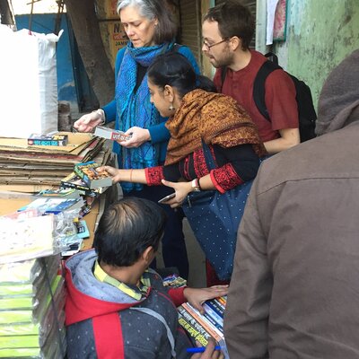 Mary Rader (South Asian Studies Librarian), Neha Mohan, and Aaron Sherraden (UT PhD Student) on an acquisition trip in New Delhi, India